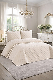 NALIA Kadife Çift Kişilik Kapitoneli Yatak Örtüsü