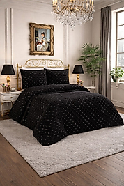 NALIA Kadife Çift Kişilik Kapitoneli Yatak Örtüsü