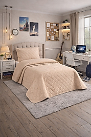 NALIA Kadife Tek Kişilik Kapitoneli Yatak Örtüsü