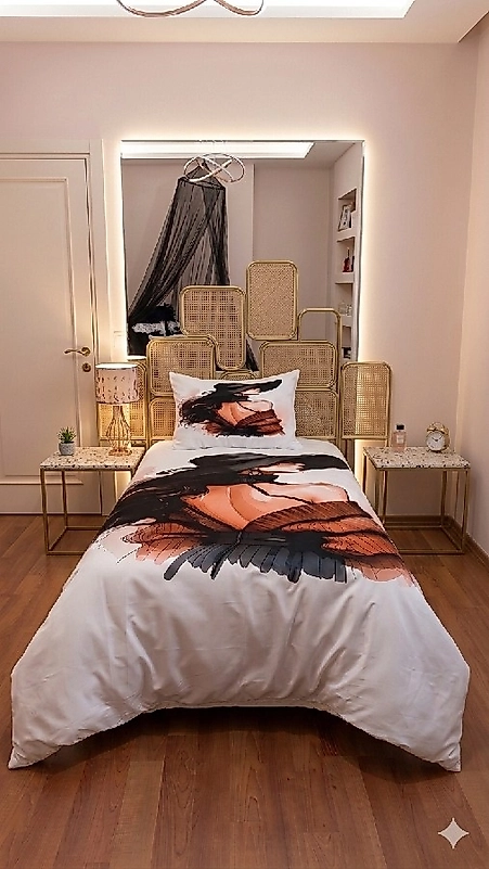 Kara Kız 5D Dijital Baskılı Genç Kız Nevresim Takımı %100 Pamuklu