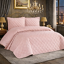 NALIA Kadife Çift Kişilik Kapitoneli Yatak Örtüsü