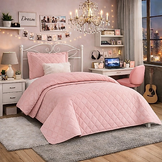 NALIA Kadife Tek Kişilik Kapitoneli Yatak Örtüsü