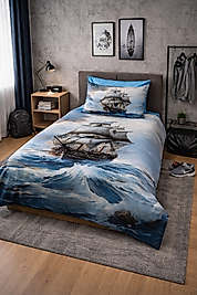 Kaptan 5D Dijital Baskılı Genç Erkek Nevresim Takımı %100 Pamuklu