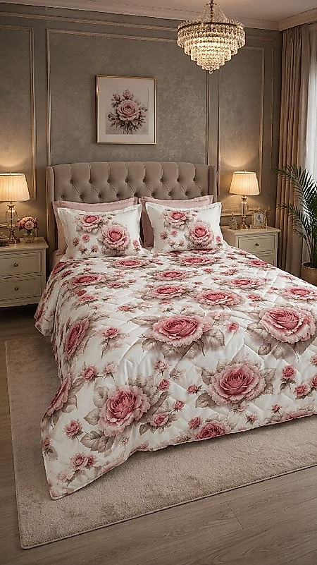 YENİ ROSE Dört Mevsim Kapitoneli Çift Kişilik Nevresim Takımı