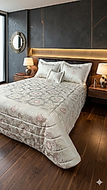 Jakarlı Şonil Çift Kişilik Yatak Örtüsü 4 Parçalı