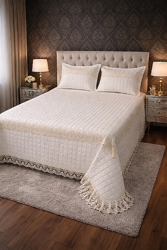OLIVIA YATAK ÖRTÜSÜ - KREM/BEJ GÜPÜR