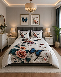 KELEBEK Dört Mevsim Kapitoneli Çift Kişilik Nevresim Takımı