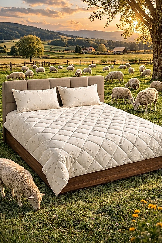 Yün Yorgan %100 Çift Kişilik 3 kğ Merinos Kuzu Yünü Kokusuz