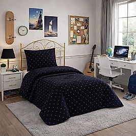 NALIA Kadife Tek Kişilik Kapitoneli Yatak Örtüsü