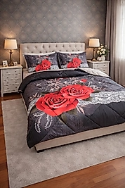 ROSE GRİ Uyku Seti Çift Kişilik 6 Parçalıdır