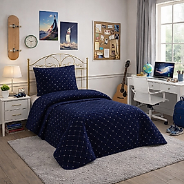 NALIA Kadife Tek Kişilik Kapitoneli Yatak Örtüsü