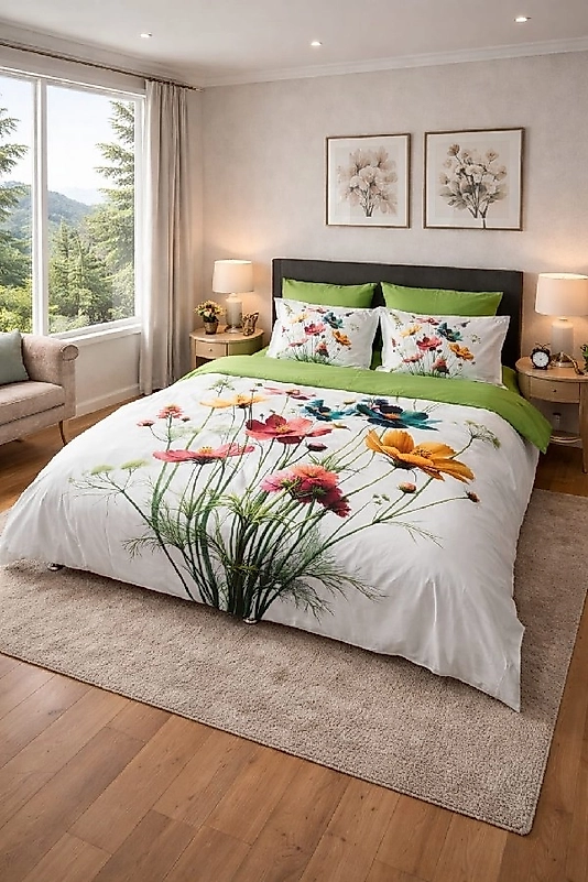 Demet Papatya Çift Kişilik Nevresim Takımı 6 Parçalı