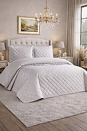 NALIA Kadife Kapitoneli Çift Kişilik Yatak Örtüsü