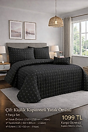 HANDAN Çift Kişilik Kapitoneli Yatak Örtüsü 4 Parçalı